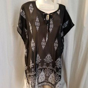 Apt 9 Black White Sheer Swim Cover Up Top Small